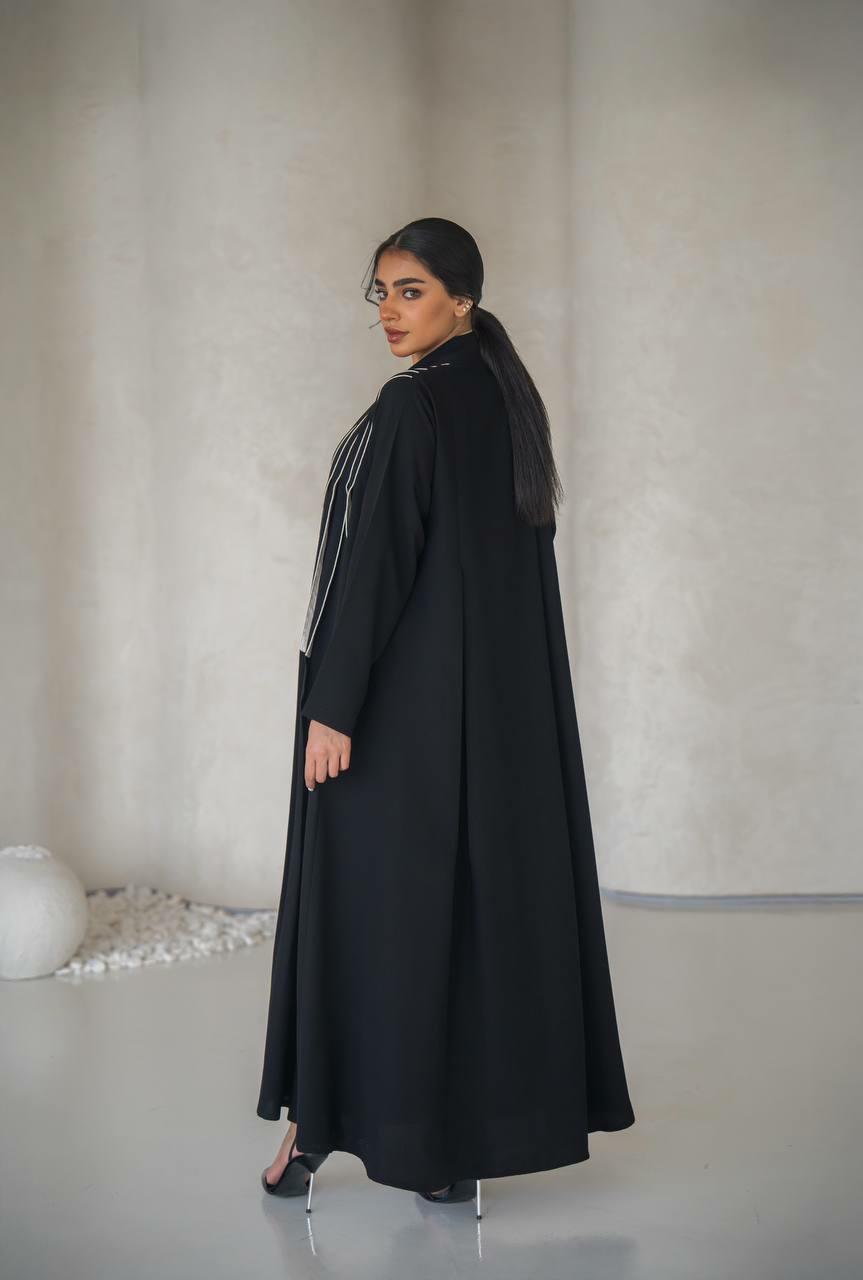 Black crepe abaya with inner set