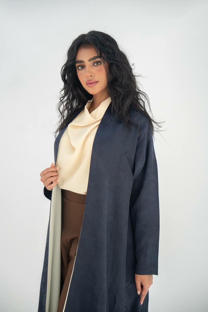 Navy jacquard crepe abaya