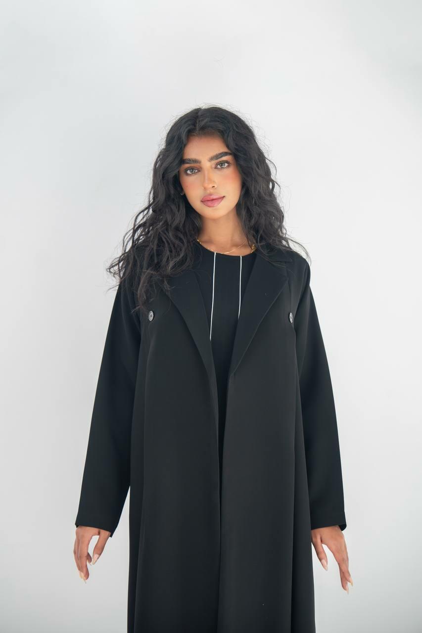 Black linen Blazer Abaya with Inner Suit
