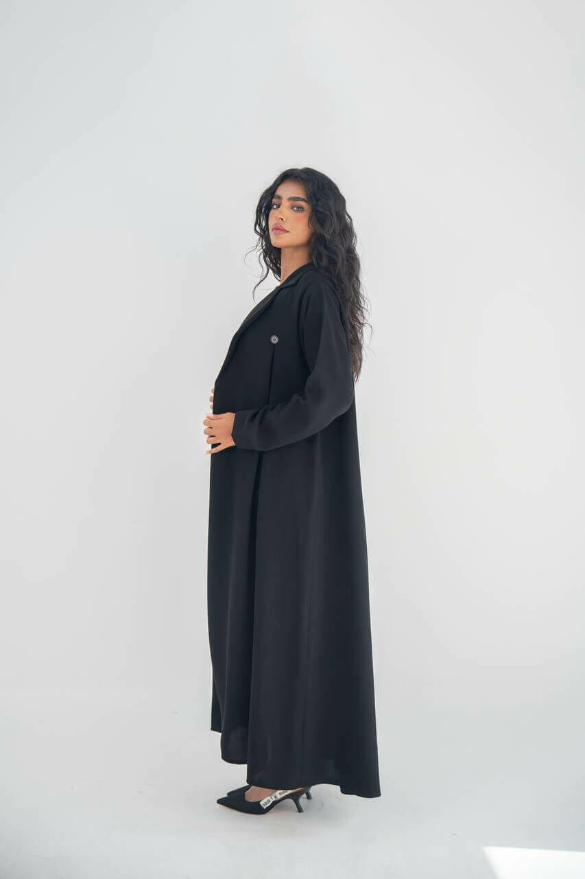 Black linen Blazer Abaya with Inner Suit