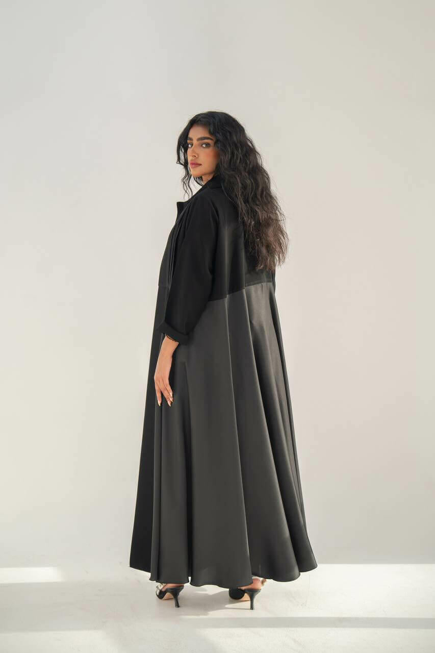 Black  crepe and silk crepe abaya