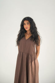 Brown linen practical dress