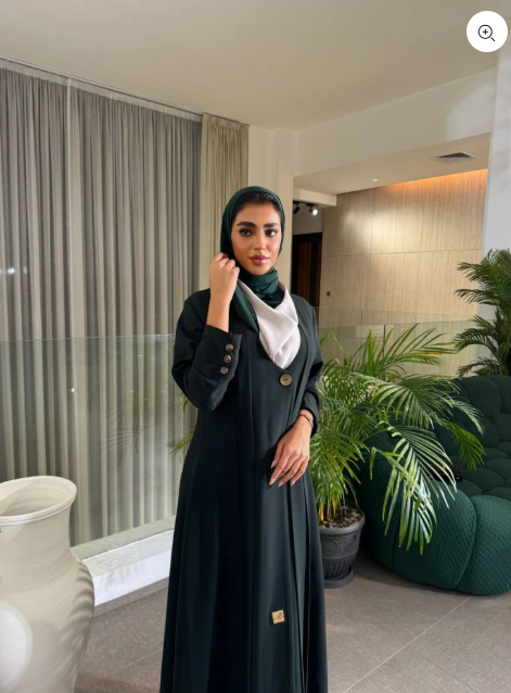 عباية بليزر من الكريب C:6489 أخضر 