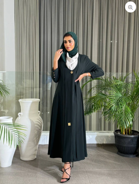 عباية بليزر من الكريب C:6489 أخضر 