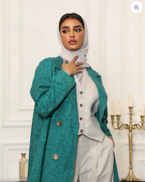 BLAZER LINEN GREEN C:6484GREEN