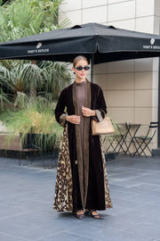 Brown velvet abaya