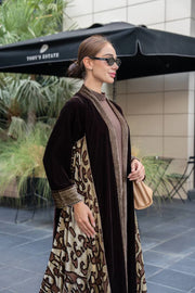 Brown velvet abaya
