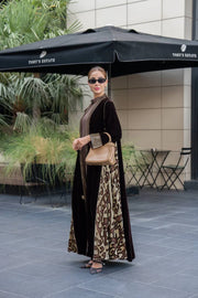 Brown velvet abaya