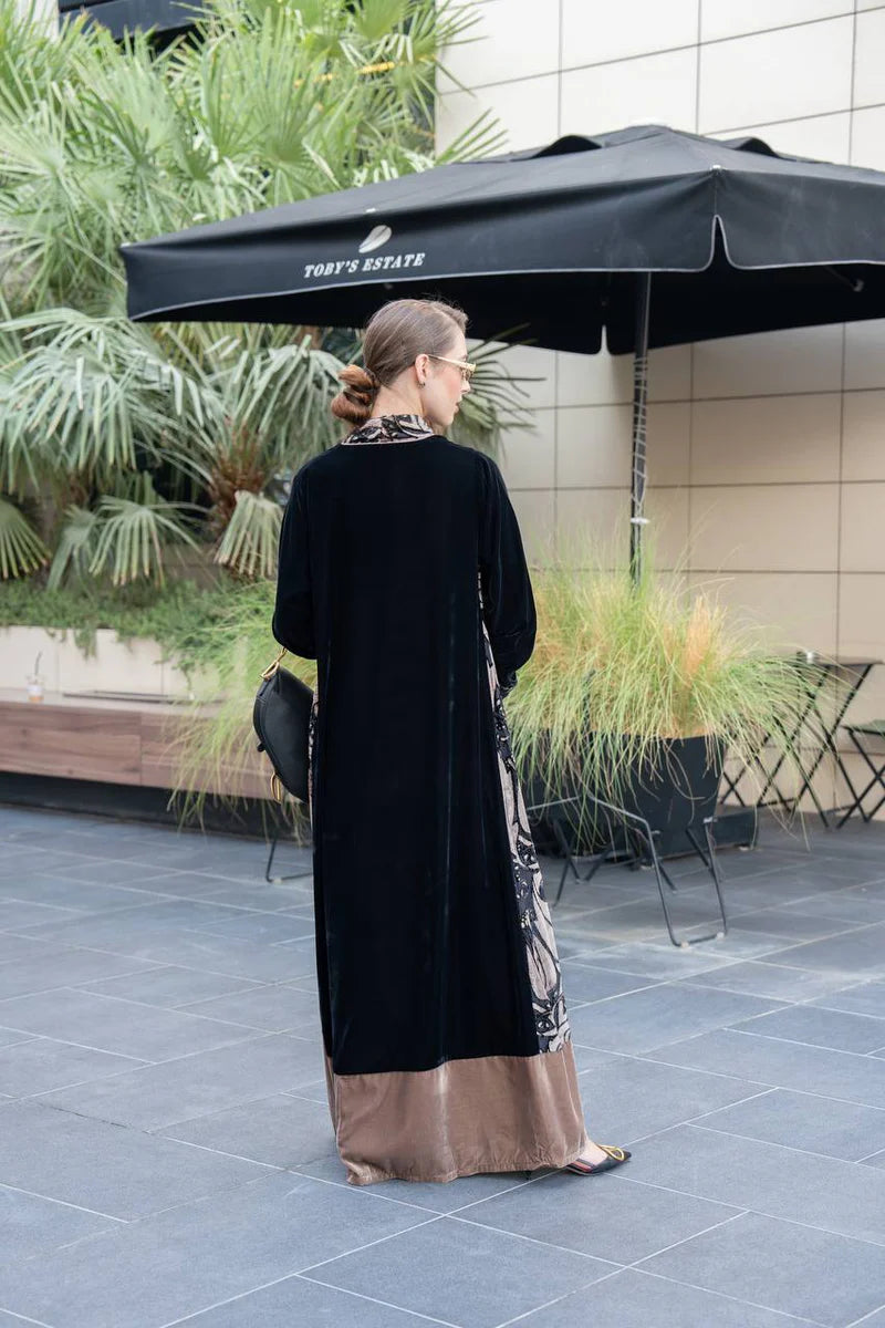 Black velvet abaya