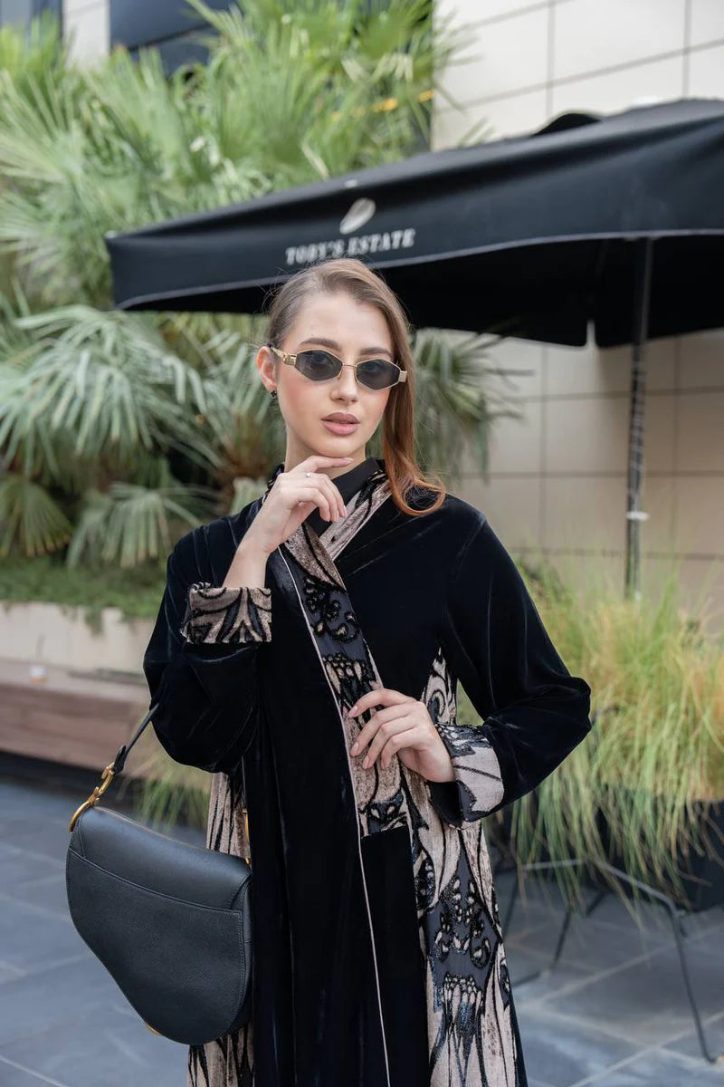 Black velvet abaya