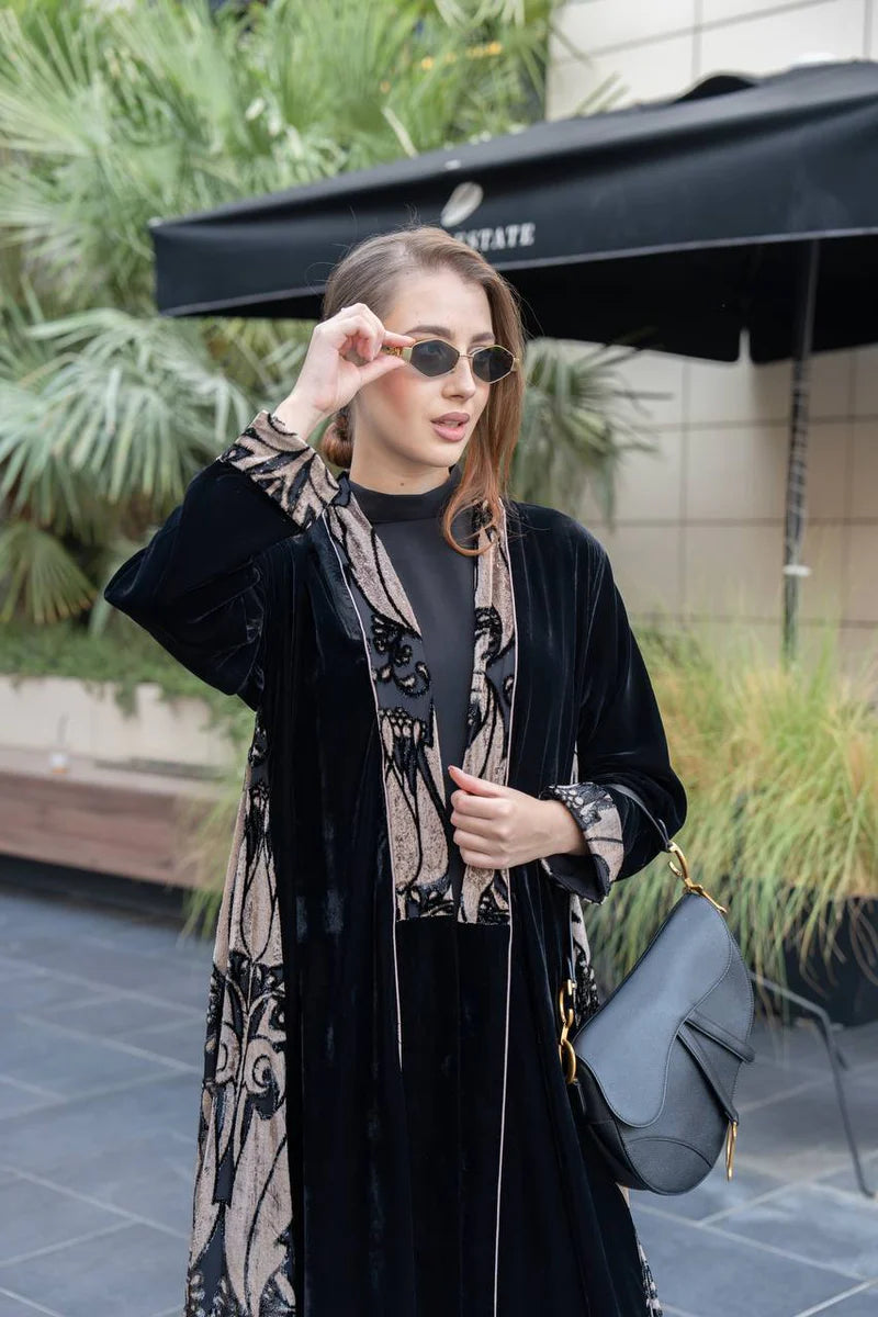 Black velvet abaya