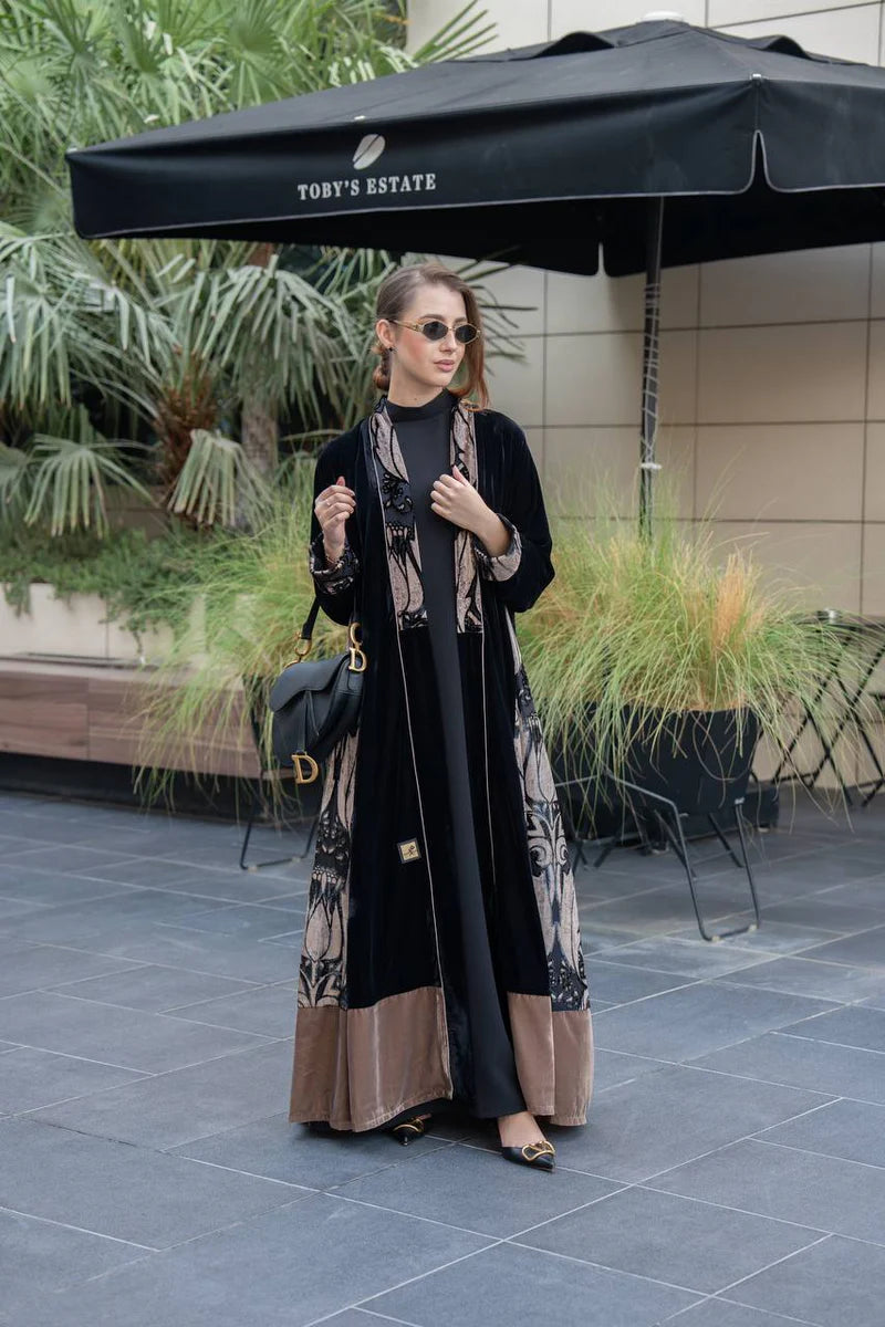 Black velvet abaya
