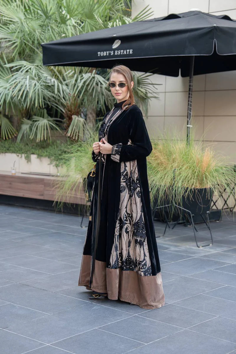 Black velvet abaya