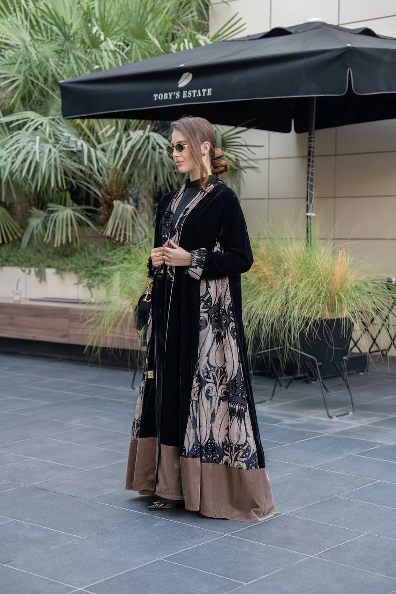 Black velvet abaya