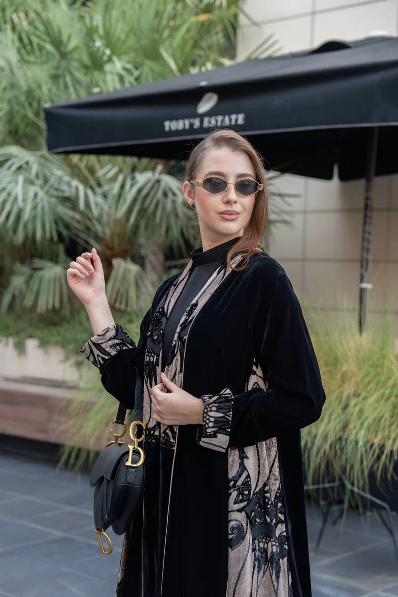 Black velvet abaya