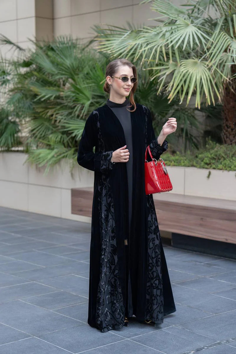 Black velvet abaya