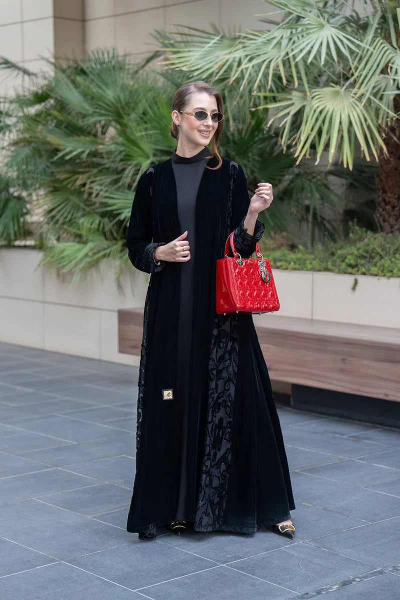 Black velvet abaya