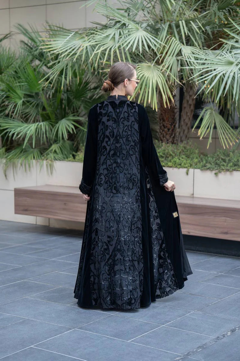 Black velvet abaya