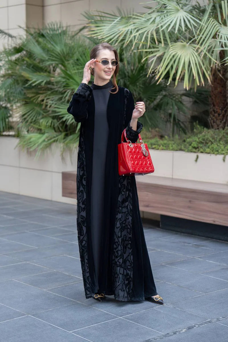 Black velvet abaya