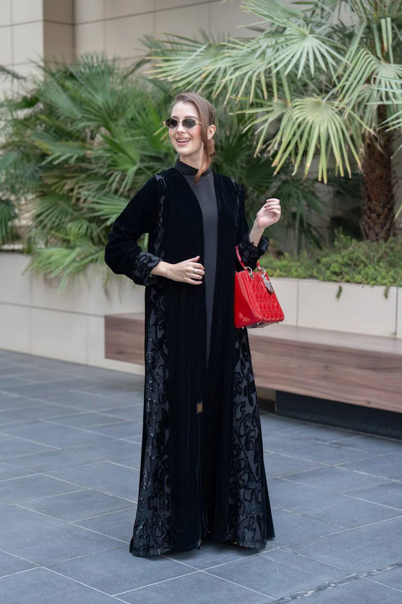 Black velvet abaya