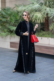 Black velvet abaya