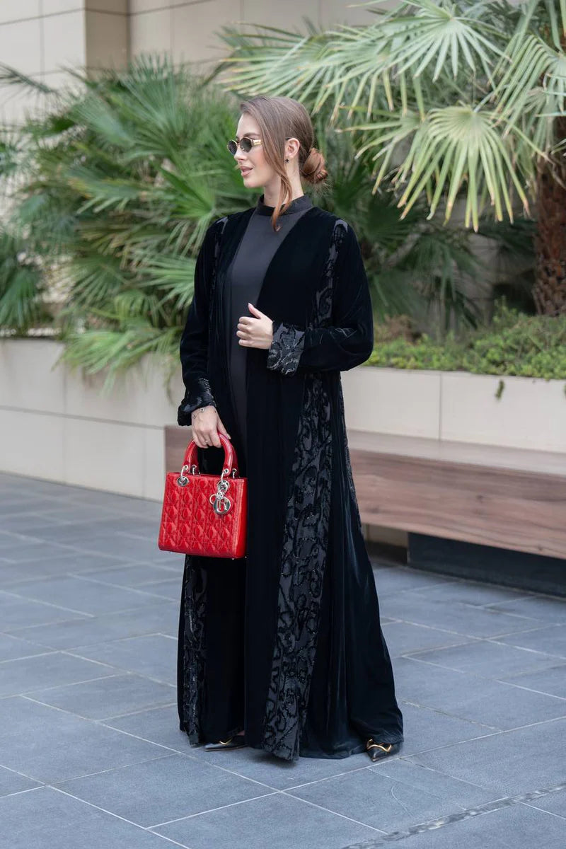Black velvet abaya