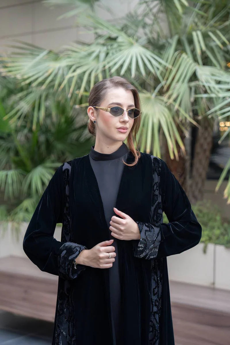 Black velvet abaya