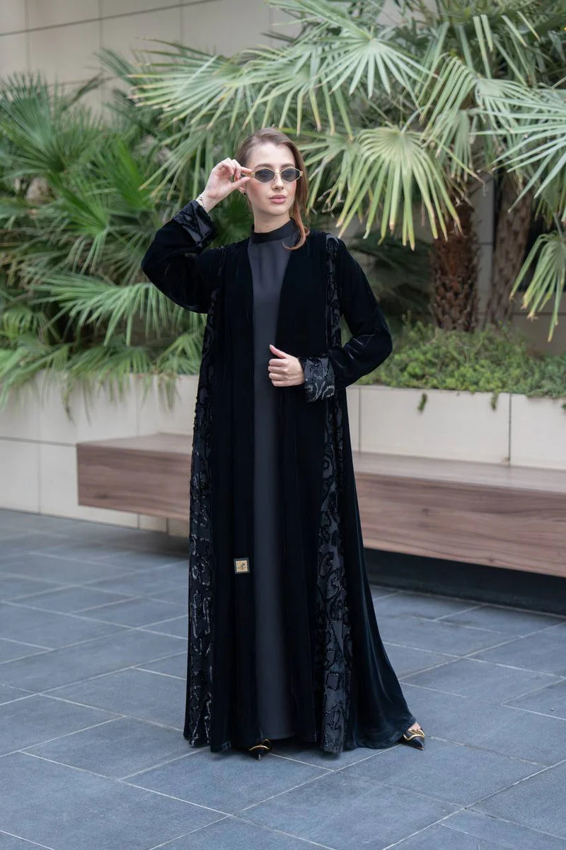 Black velvet abaya