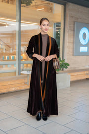 Brown velvet abaya