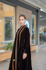 Brown velvet abaya