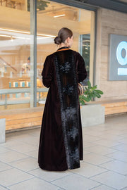 Brown velvet abaya