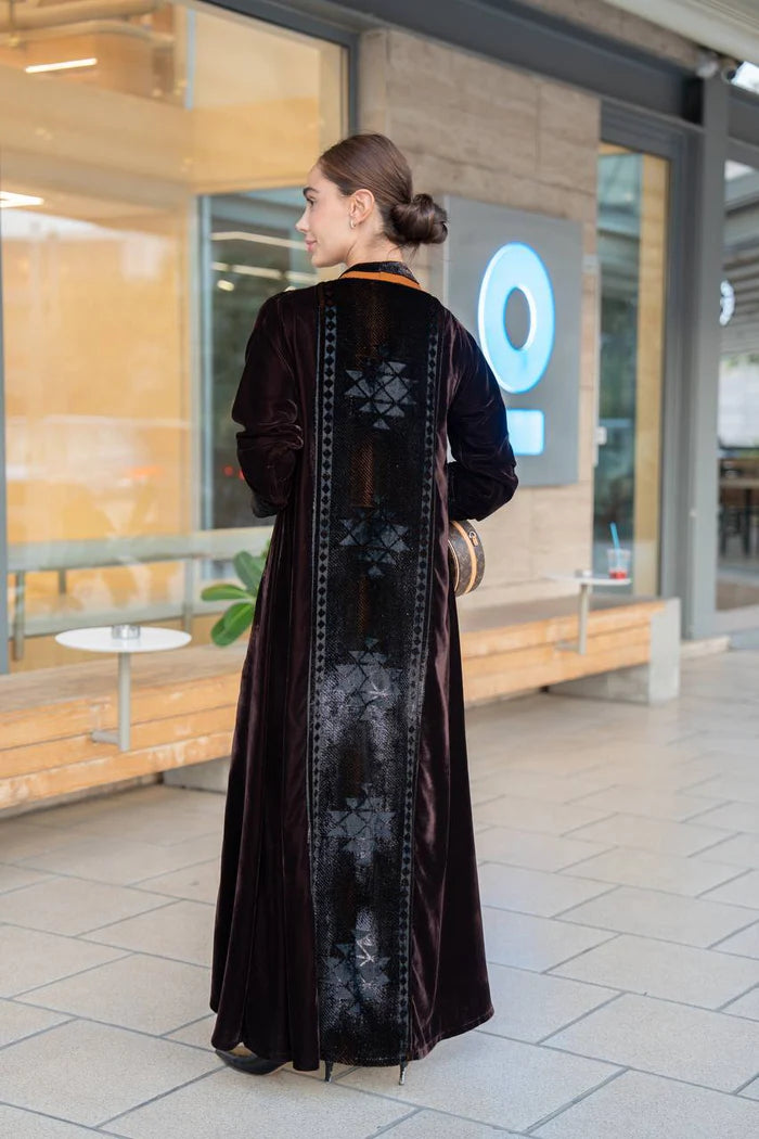Brown velvet abaya