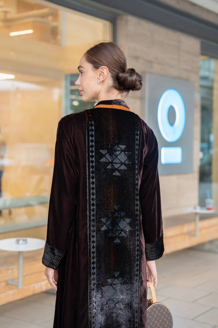 Brown velvet abaya