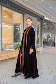 Brown velvet abaya