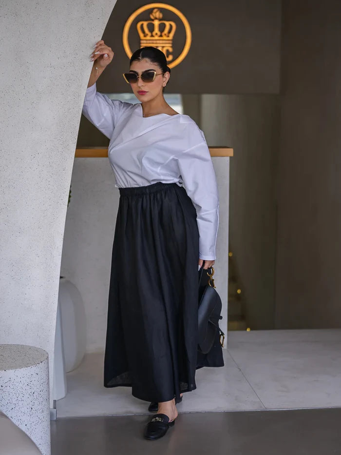 SKIRT LINEN BLACK C: SL1575-black