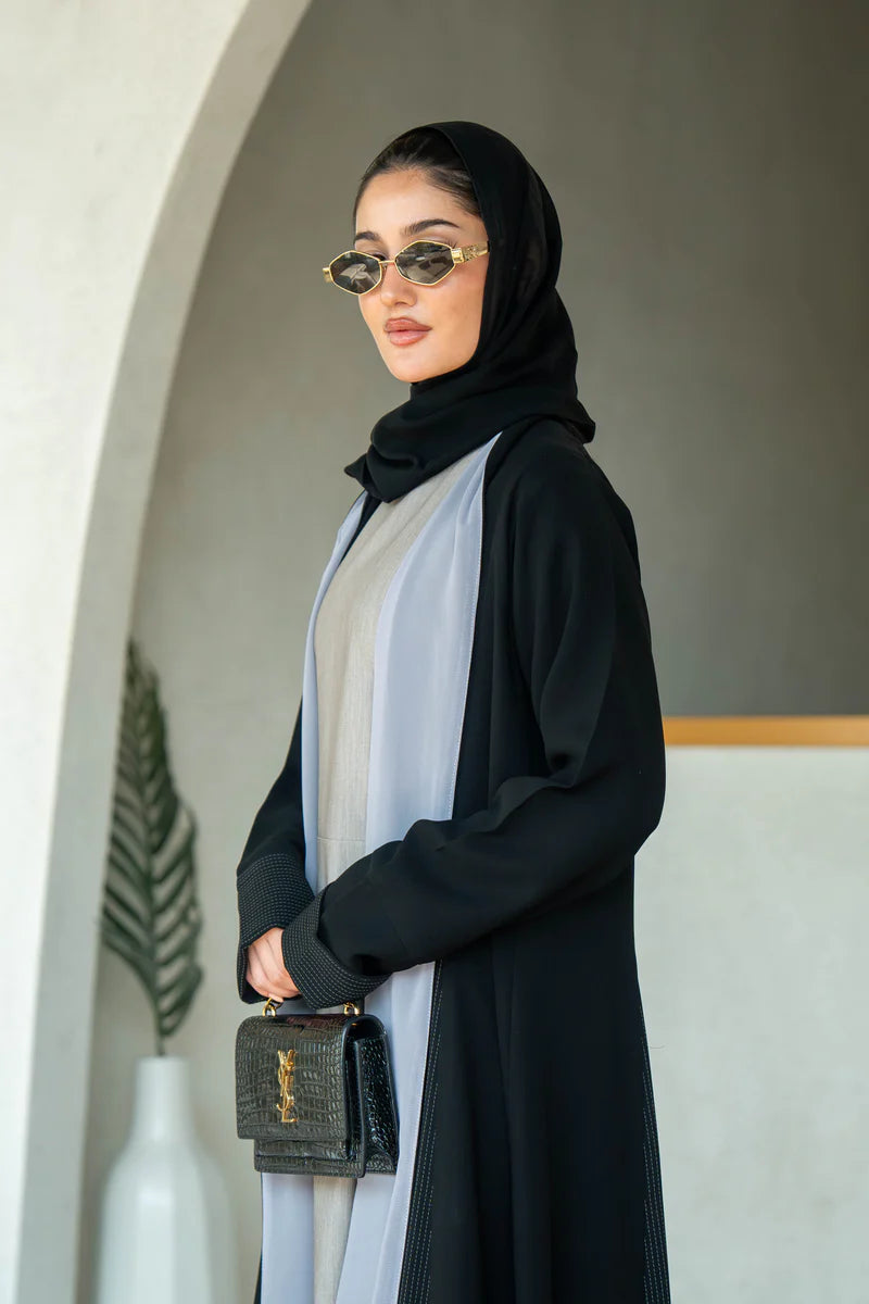Black crepe abaya C:6585