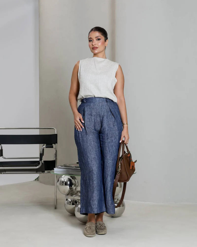 Natural linen pants and blouse set. 212