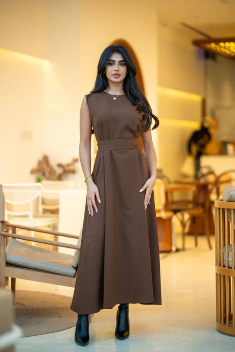 Crepe Dress in Brown C:105 Brown