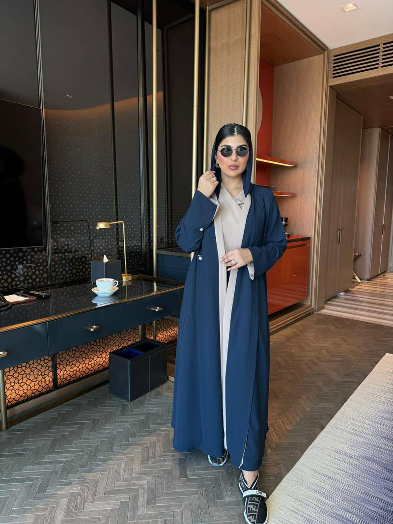 Abaya Blazer Crepe in two colors navy and beige C:6529 Blue/ Beige