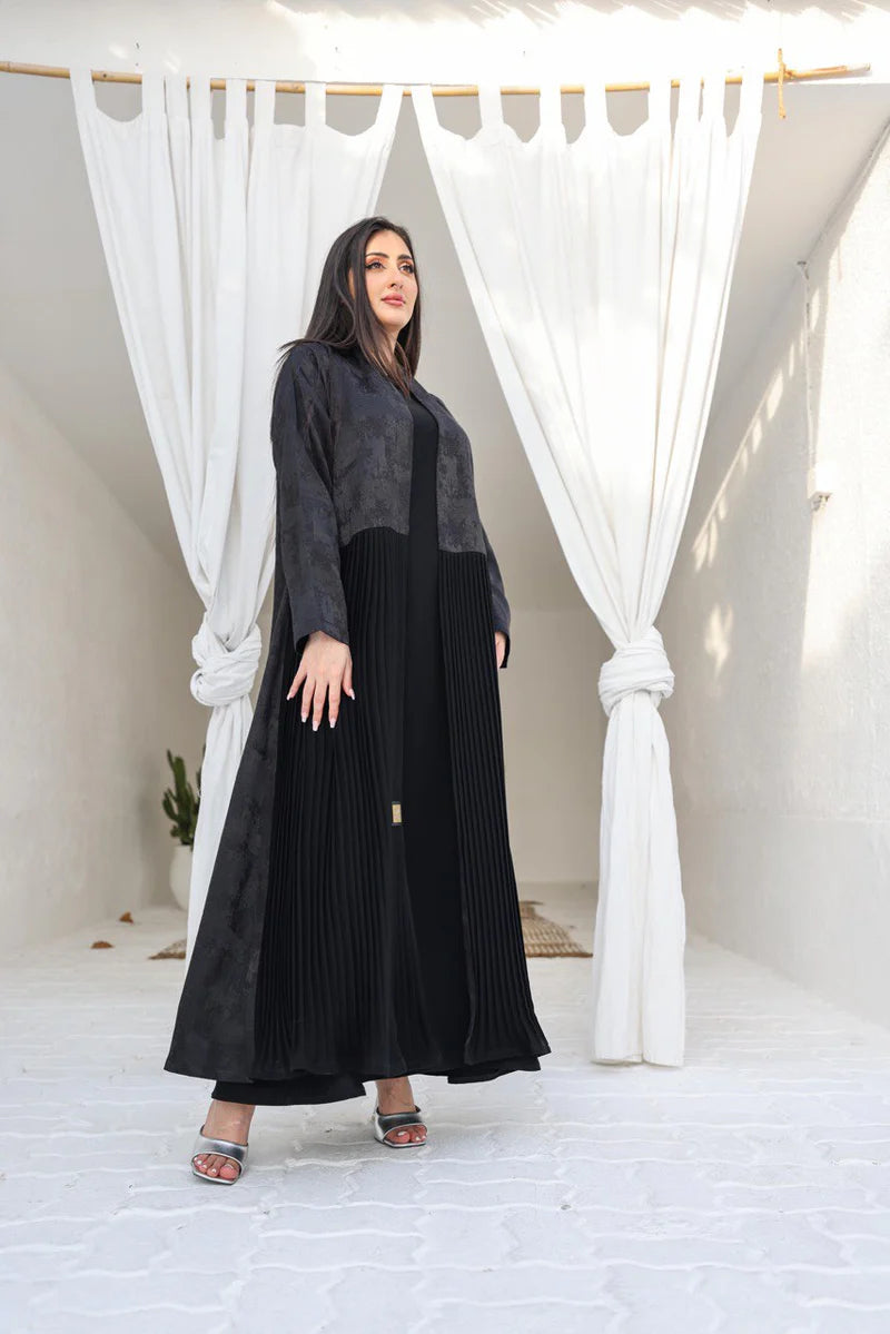 ABAYA CREPE WITH PLEATED C:6419BLACK