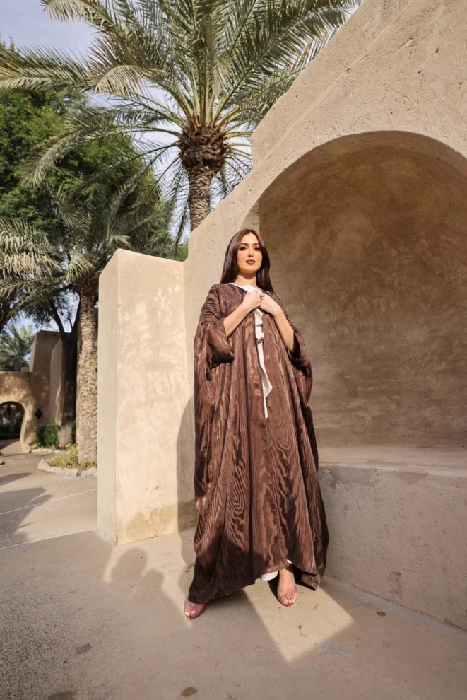عباية من حرير الكريب البني C:6380BROWN 
