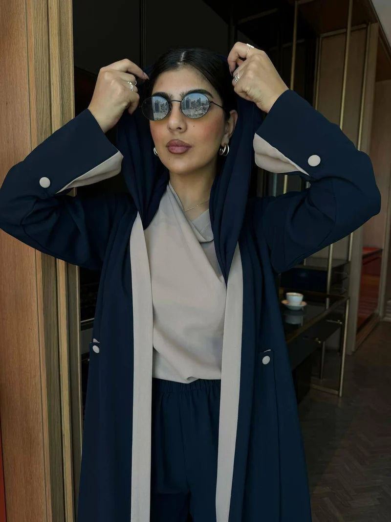 Abaya Blazer Crepe in two colors navy and beige C:6529 Blue/ Beige