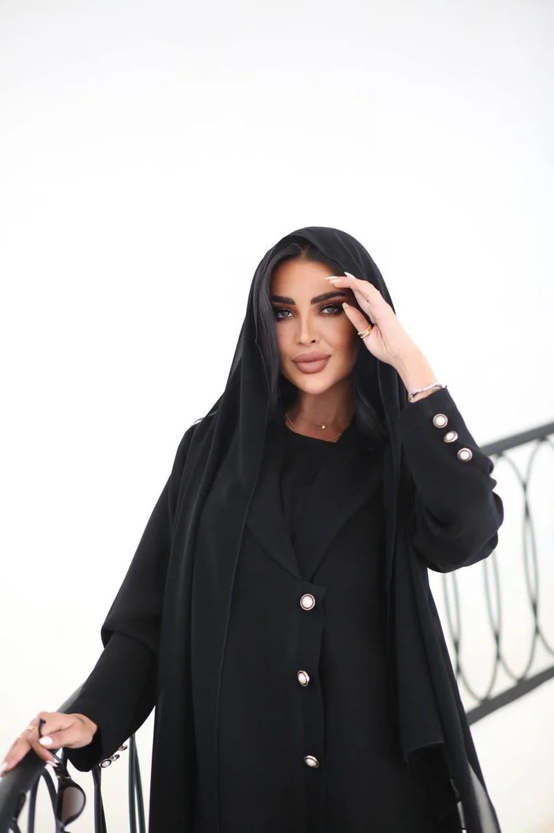 Black Cuba Crepe Abaya C:6519