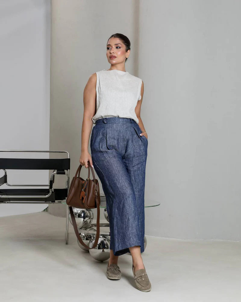 Natural linen pants and blouse set. 212