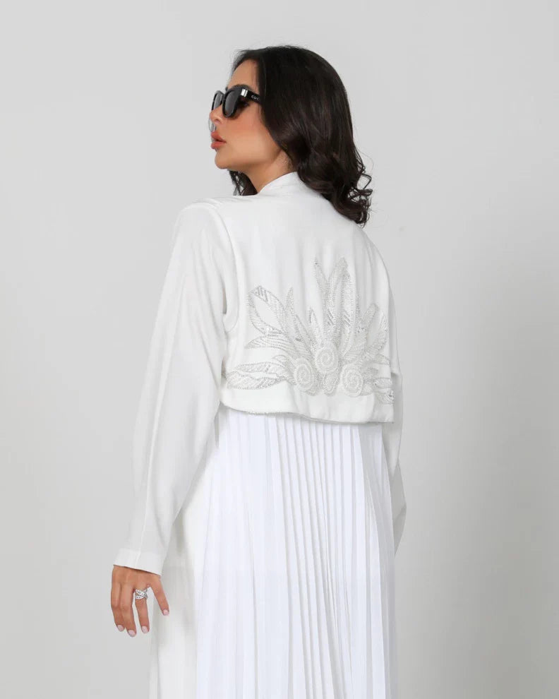 ABAYA CREPE WITH EMBROIDERY AND PLEATED C:2065