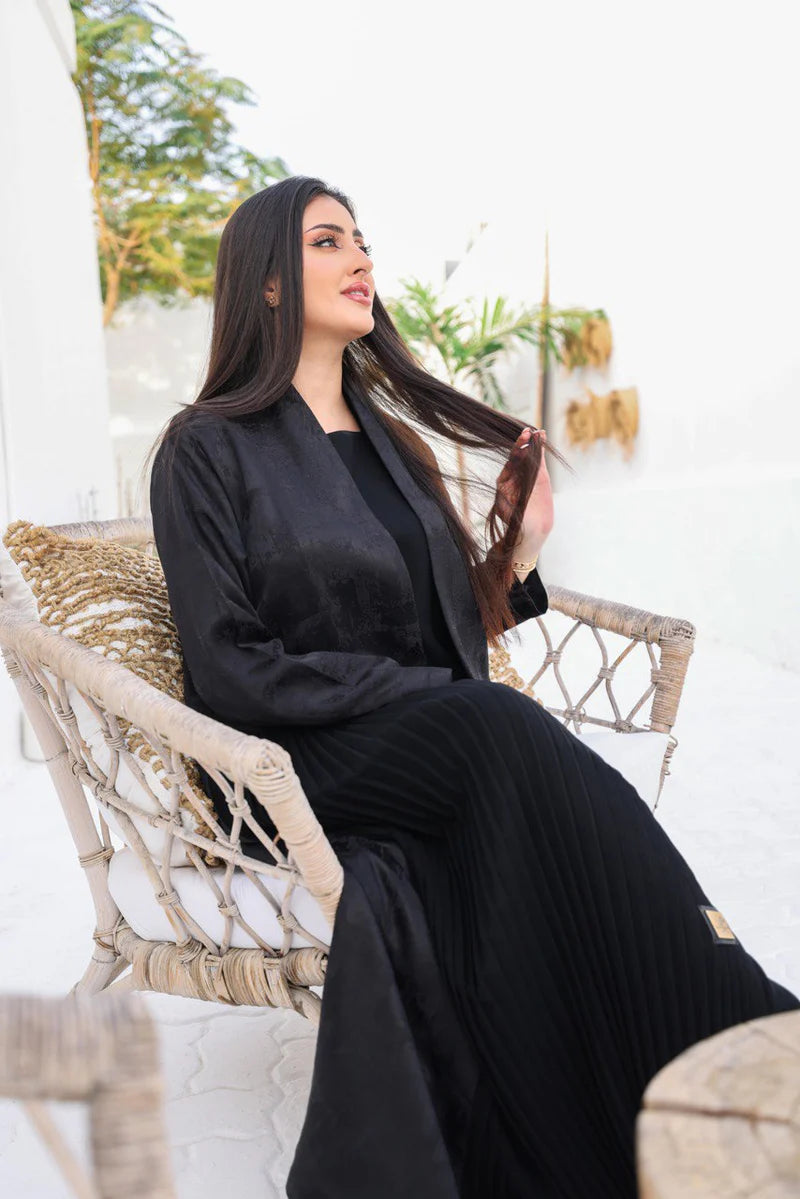 ABAYA CREPE WITH PLEATED C:6419BLACK