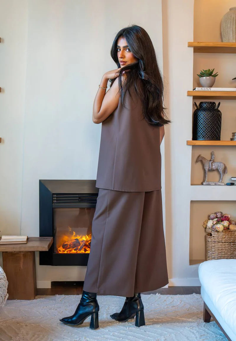 Brown vest & Trousers Set C:179 Brown