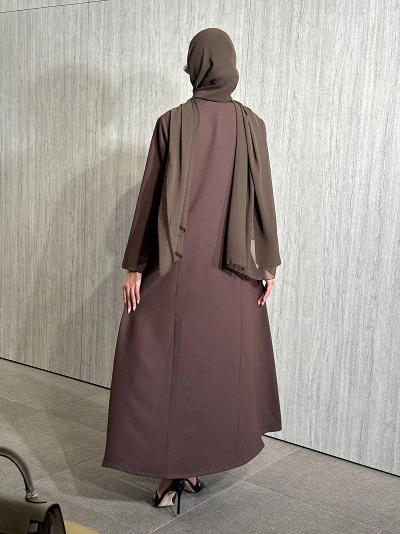 Crepe Abaya in Brown C:6524 Brown