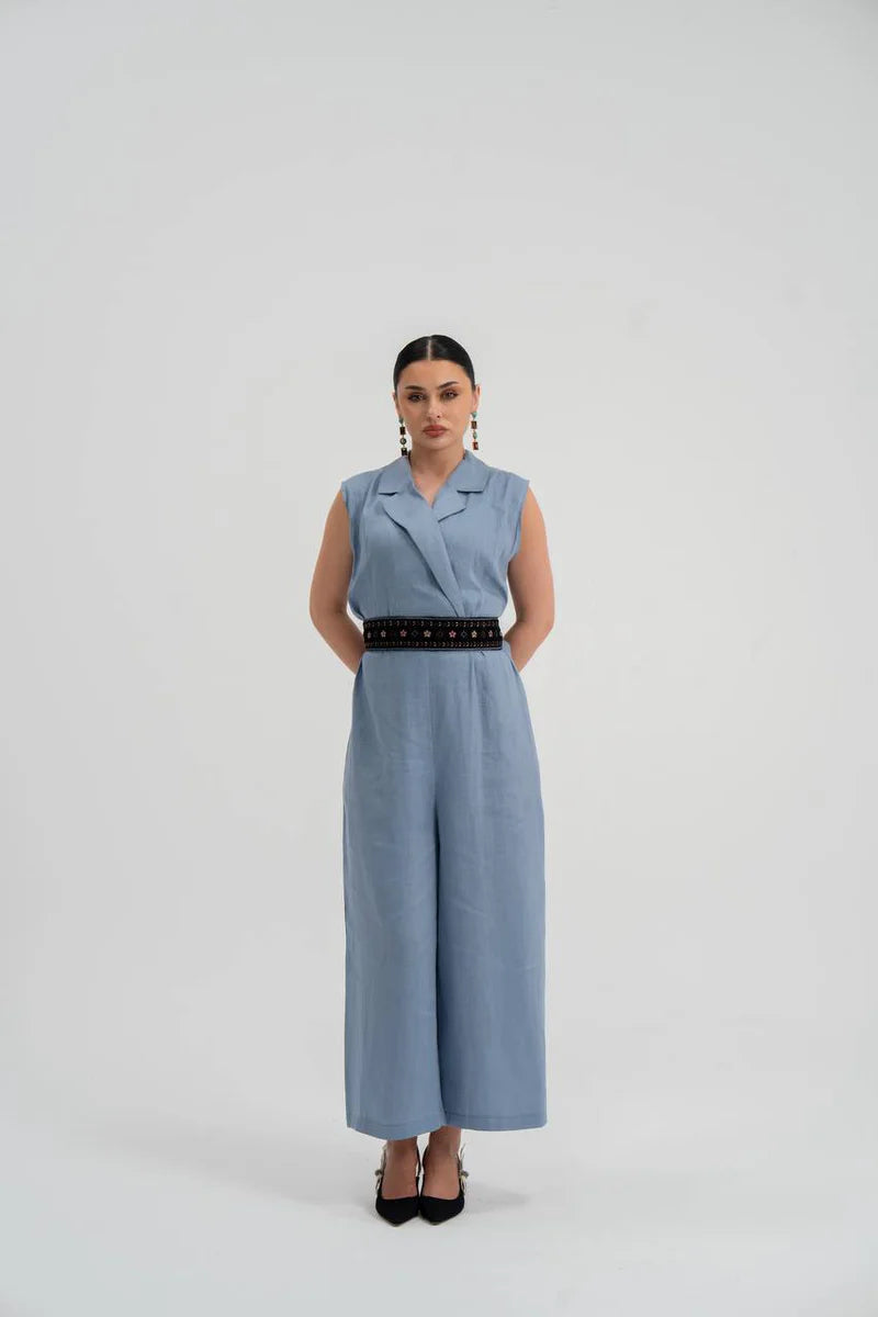 Grey Linen Jumpsuit. C:228 Gray