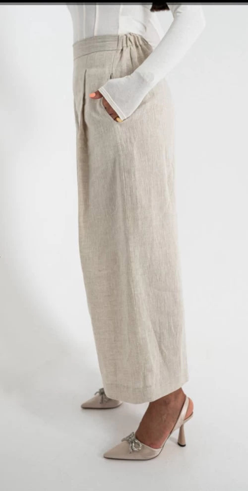 PANTS LINEN BEIGE C:PL1553-Beige